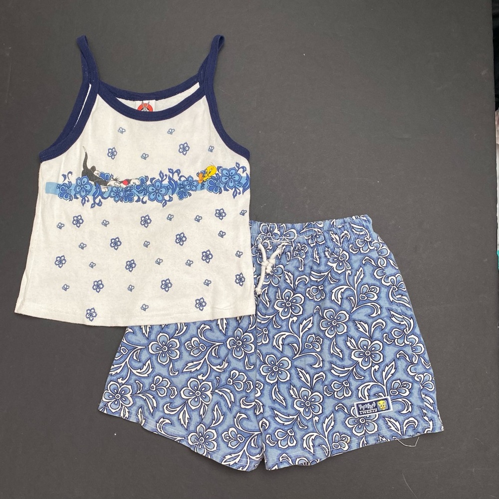 Looney Tunes Girl’s Tweety & Sylvester Tank Top & Shorts Set Vintage Y2K…
